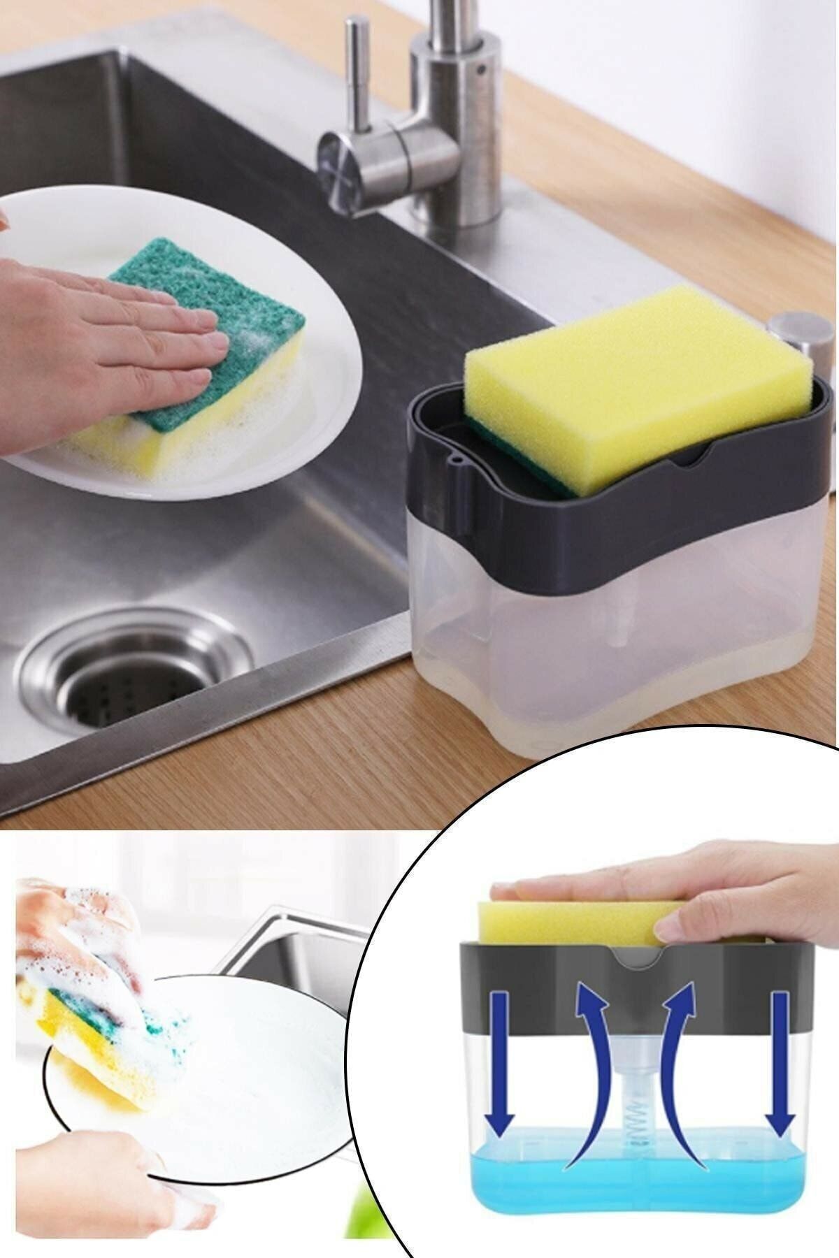 Homerest Sıvı Sabunluk Pompalı Sünger Hazneli Sıvı Sabun Dispenseri 385ml