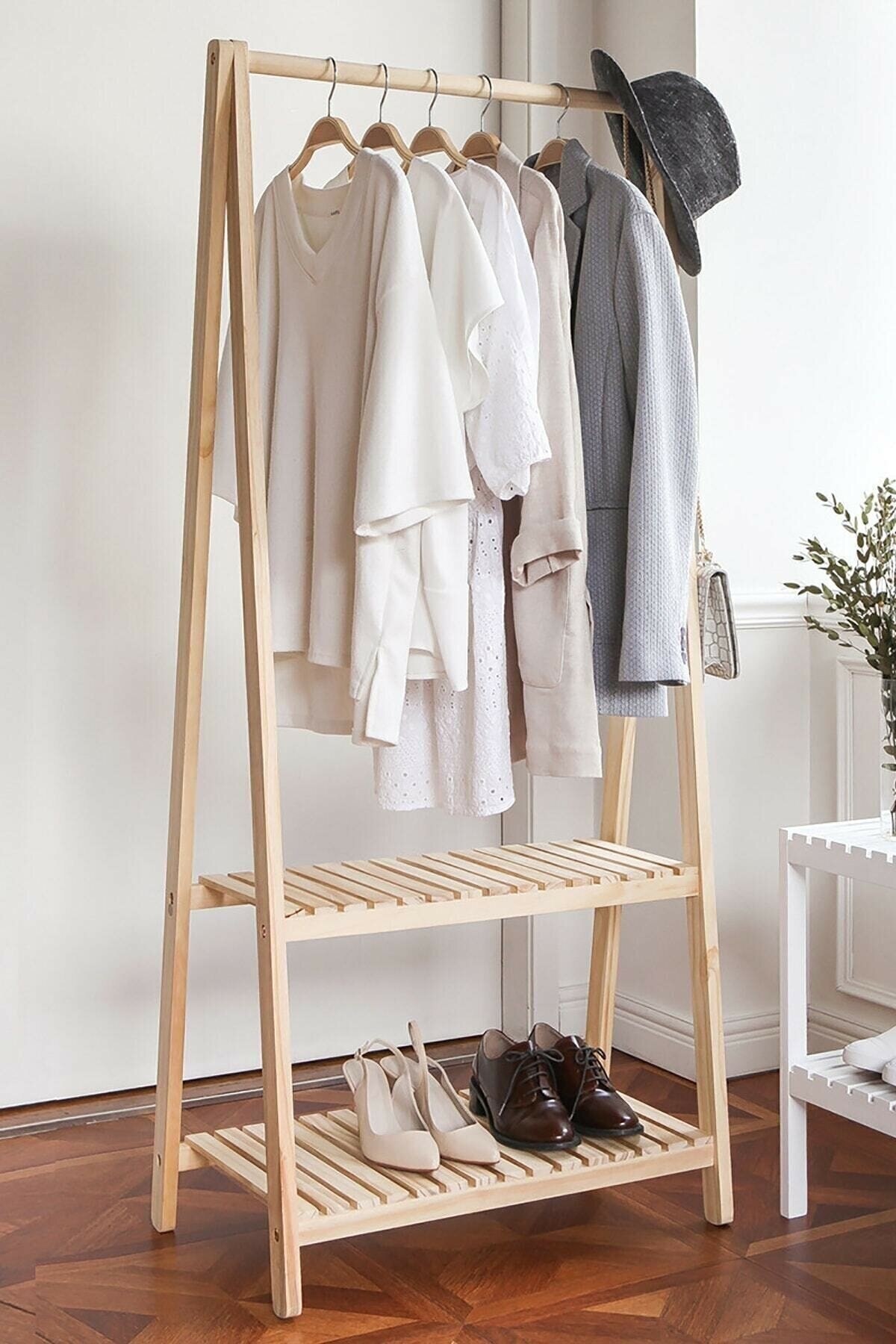 ARENHOME Konfeksiyon Elbise Askılık Iki Raflı 148 X 66 Cm