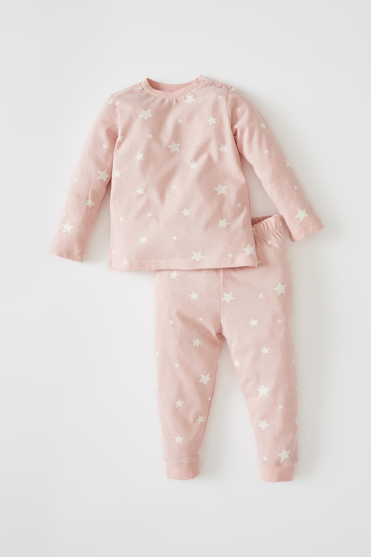 DeFacto Kız Bebek Yıldız Desenli Uzun Kollu Pijama Takımı