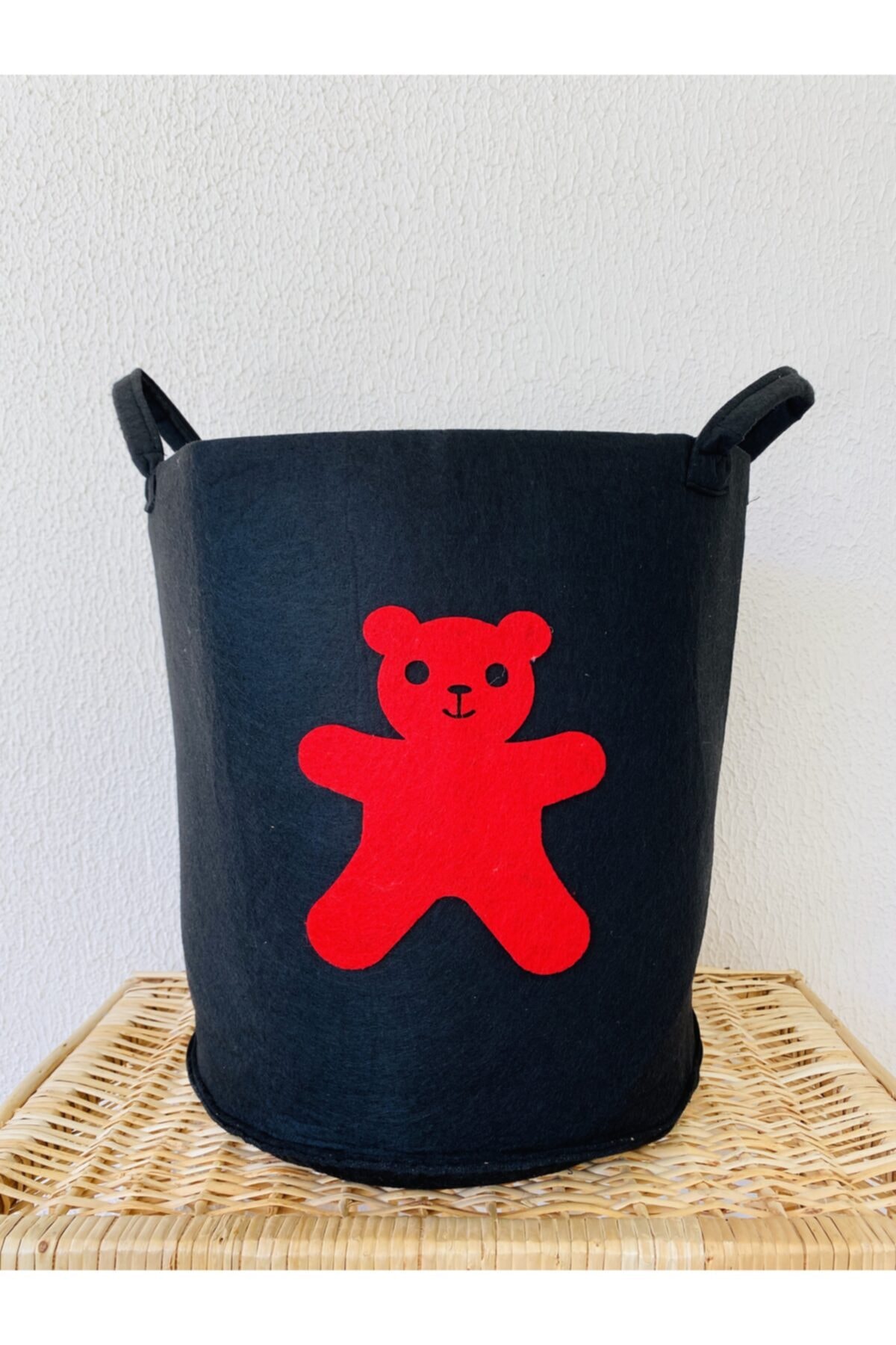 TUUGCC Ayıcık Figürlü Çok Amaçlı Organizatör Oyuncak  Çamaşır Sepeti 34x30cm