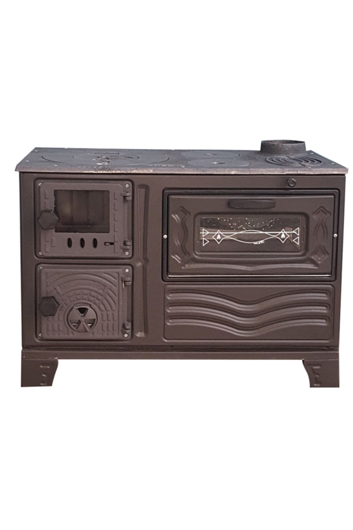 dorello Mat Siyah Döküm Soba Mf65 Model Soba Odun Sobası Kömür Sobası