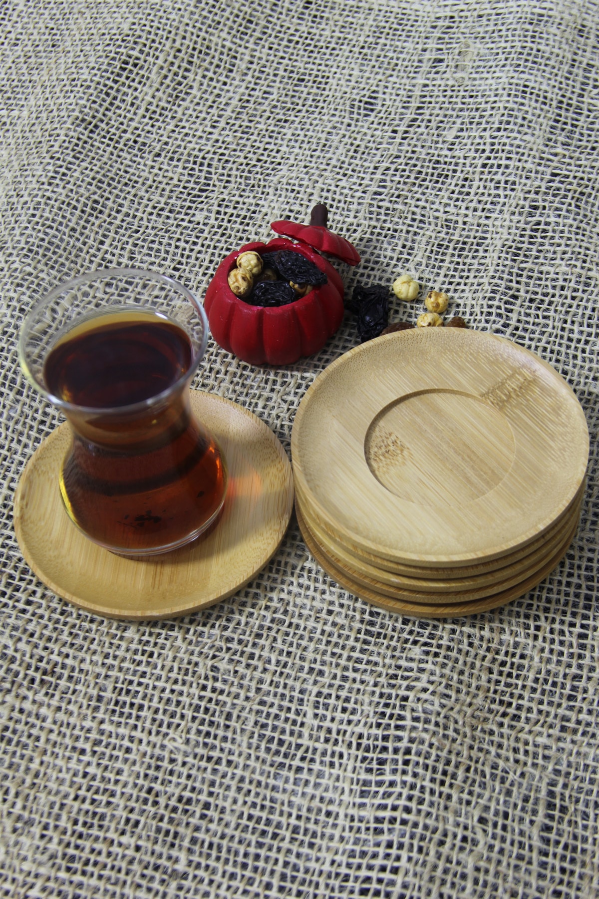 İLİVA 6 Lı Bambu Çay Tabağı