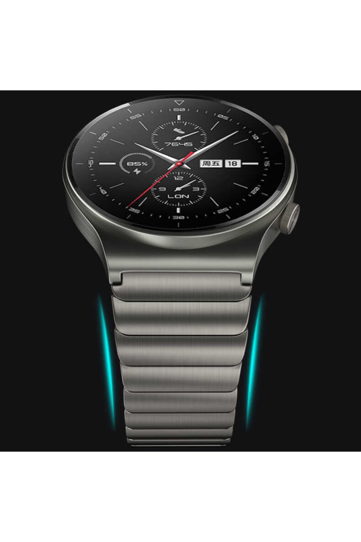 Huawei Watch Gt/gt2/gt2 Pro Uyumlu Katlamalı Çizgi Tasarım Çelik Metal Kordon 46mm