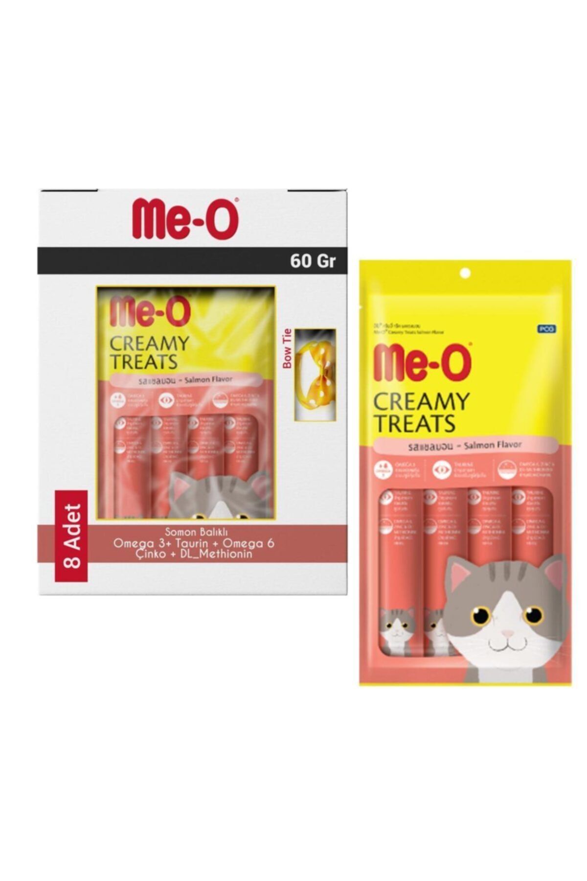 MeO POUCH Me-o Creamy Somonlu Krema Kedi Ödülü 8x60 gr