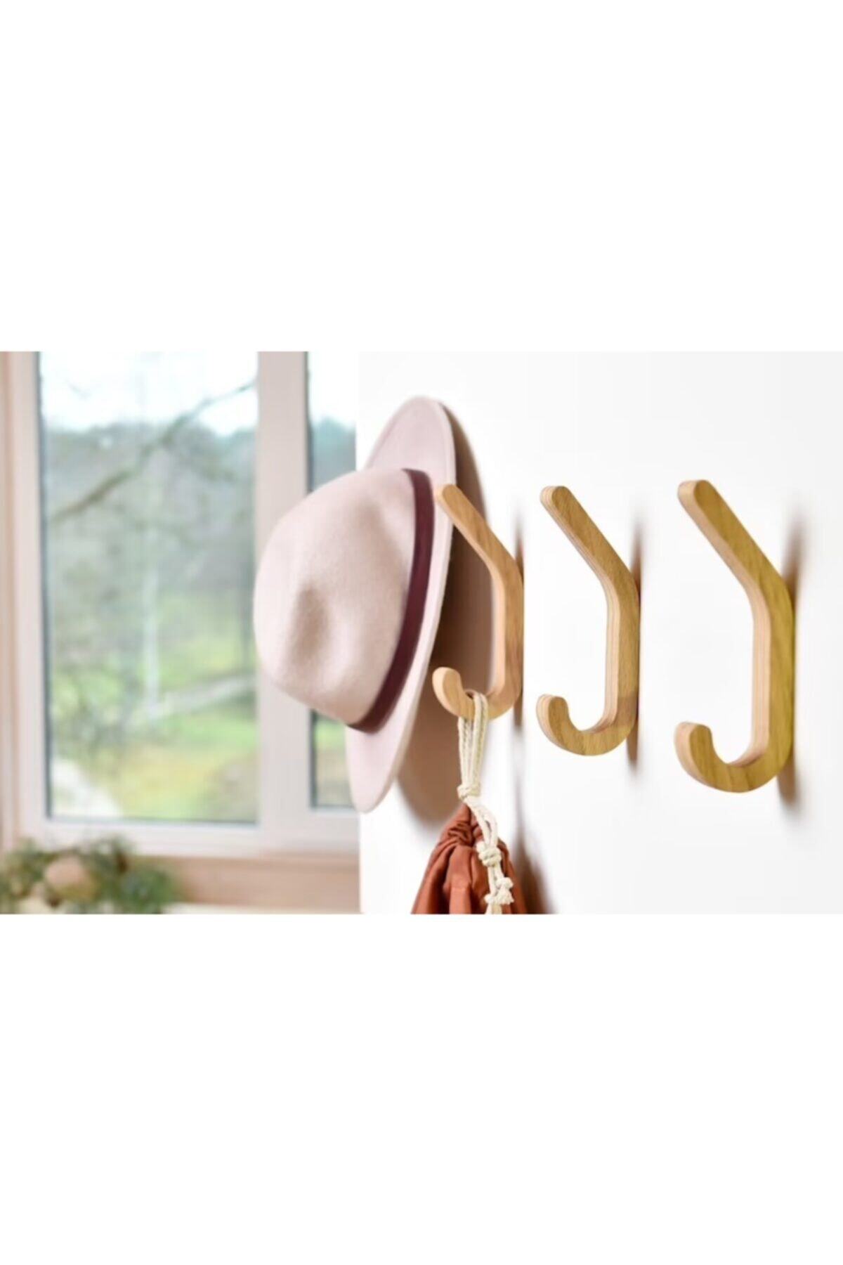 Modalanka Dekoratif Doğal Ahşap Kanca Duvar Askısı 4'lü