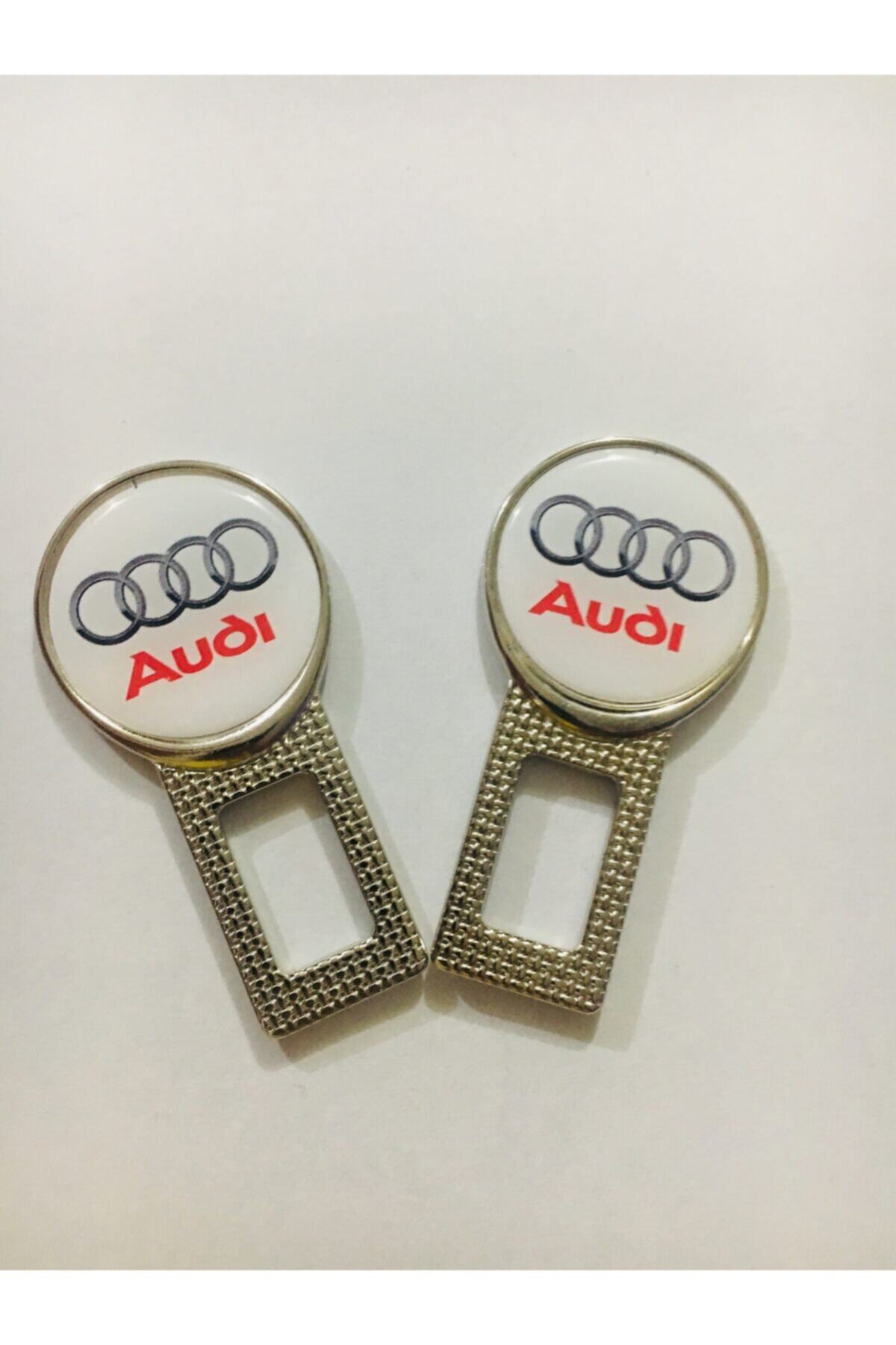 Universal Audi Logolu Araç Kemer Susturucu 2 Adet Metal