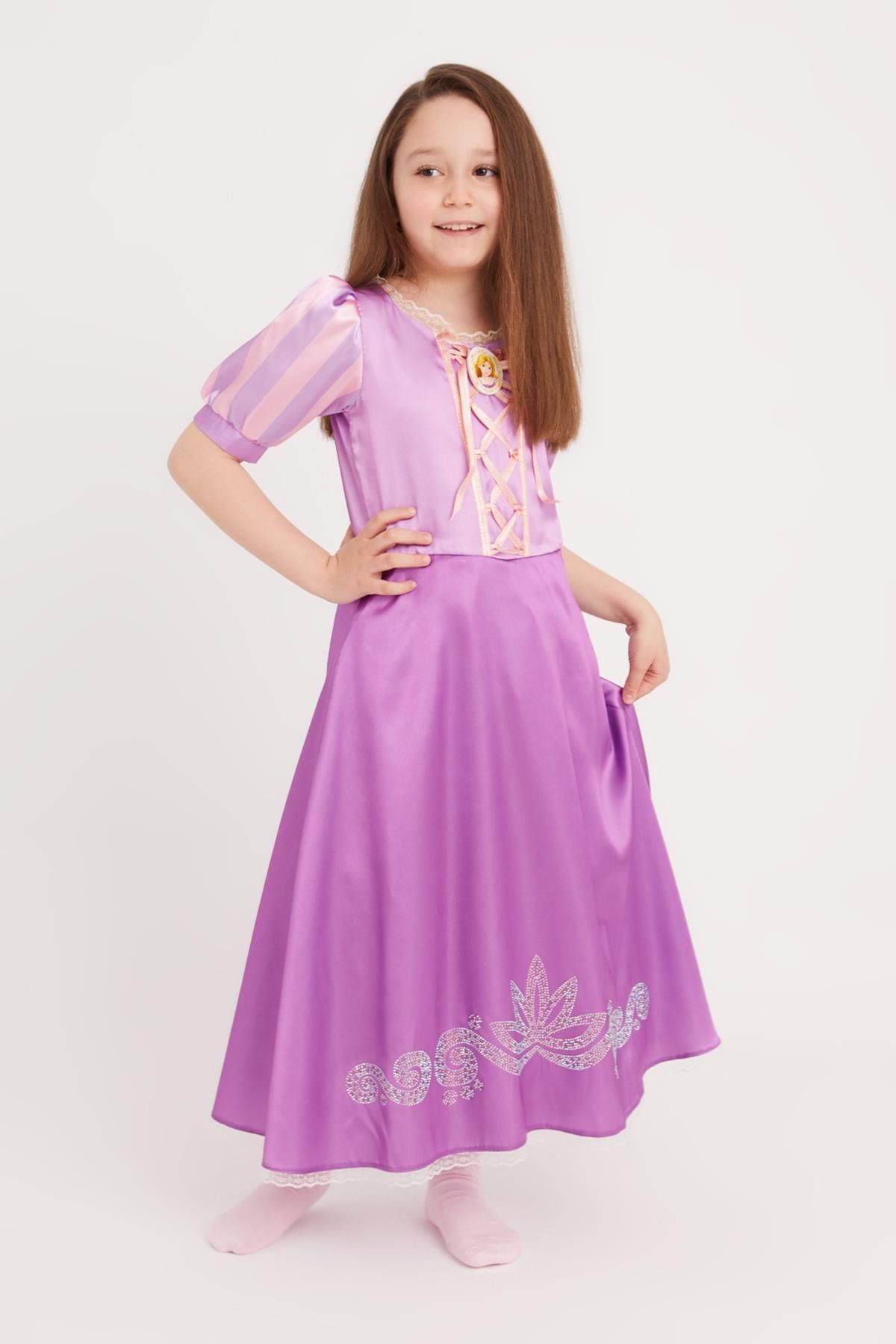 PumpkinHomeDeco Rapunzel Kız Çoçuk Lüks Kostüm 7-9 Yaş