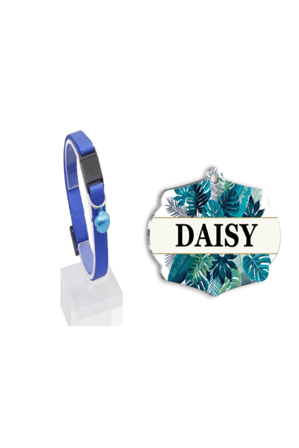 Thepassage Güvenlik Kilitli Zilli Ve Ayarlanabilir Lacivert Kedi Boyun Tasması 22-30 Cm+amazon Yapraklı Künye.