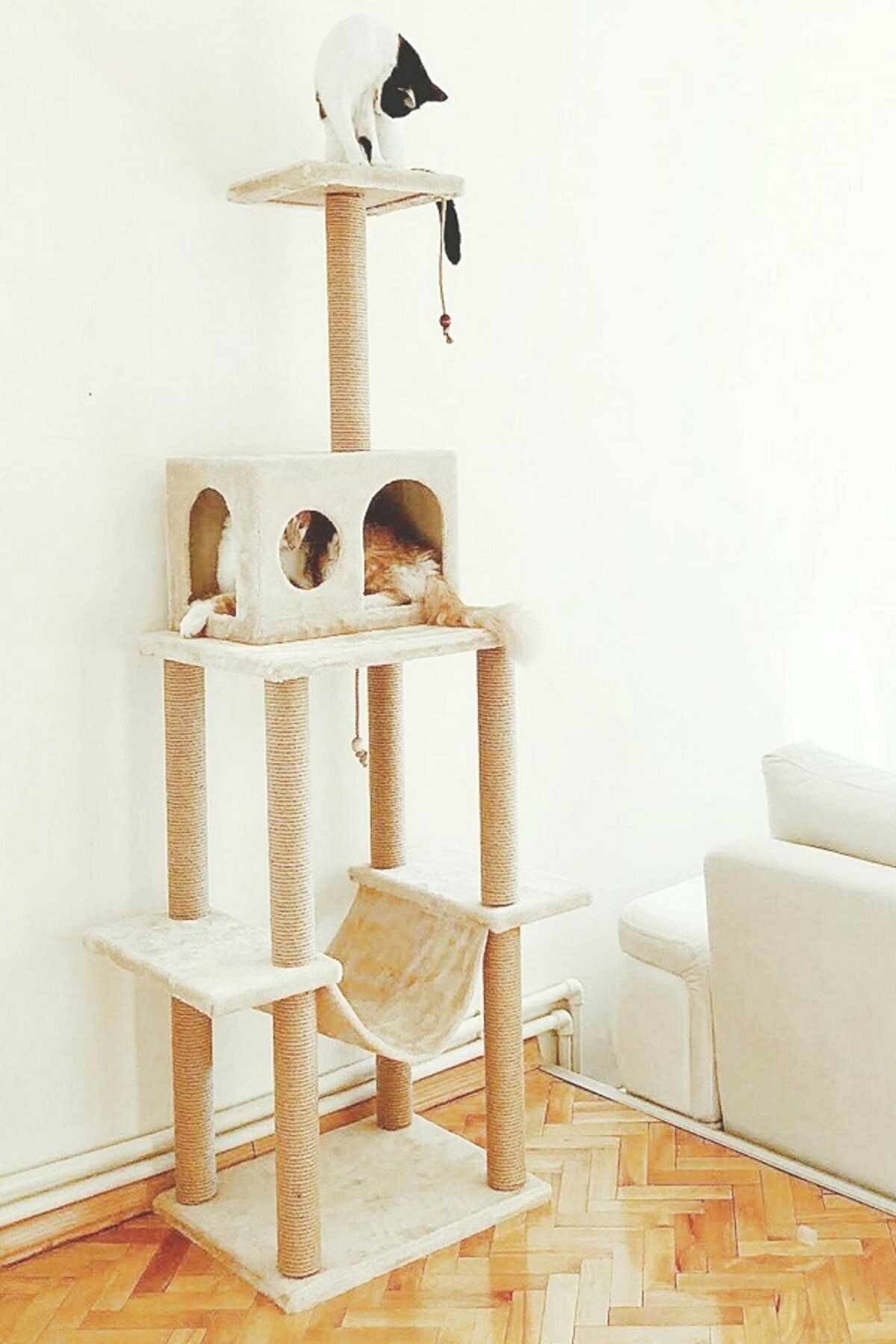 Turkuaz Tırmalama Bej Zooplus Kedi Tırmalama Evi