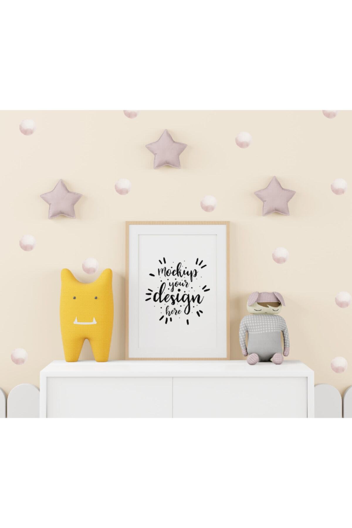 MUSE TASARIM Sulu Boya Pembe Puantiye Duvar Stickerı