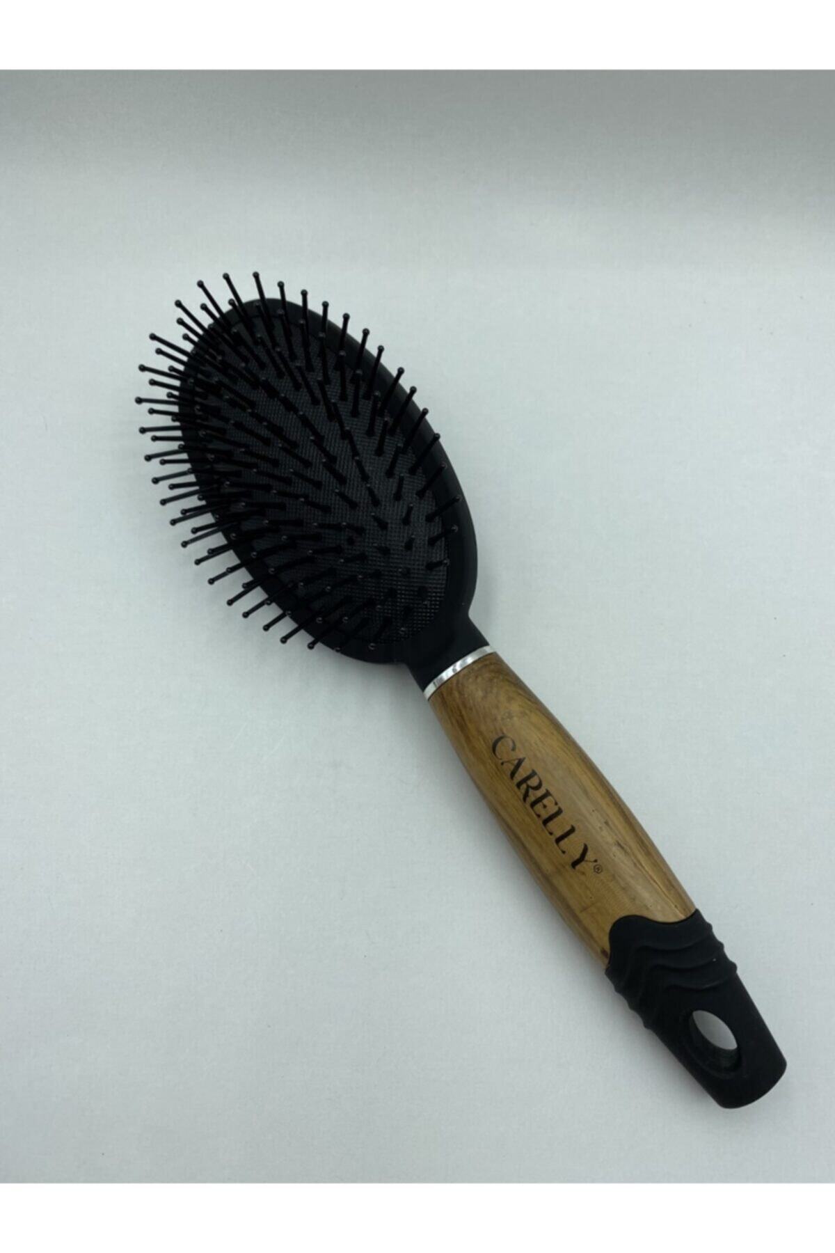 Luxaccessories Kadın Oval Tarak Bambu Sap Siyah Renkte