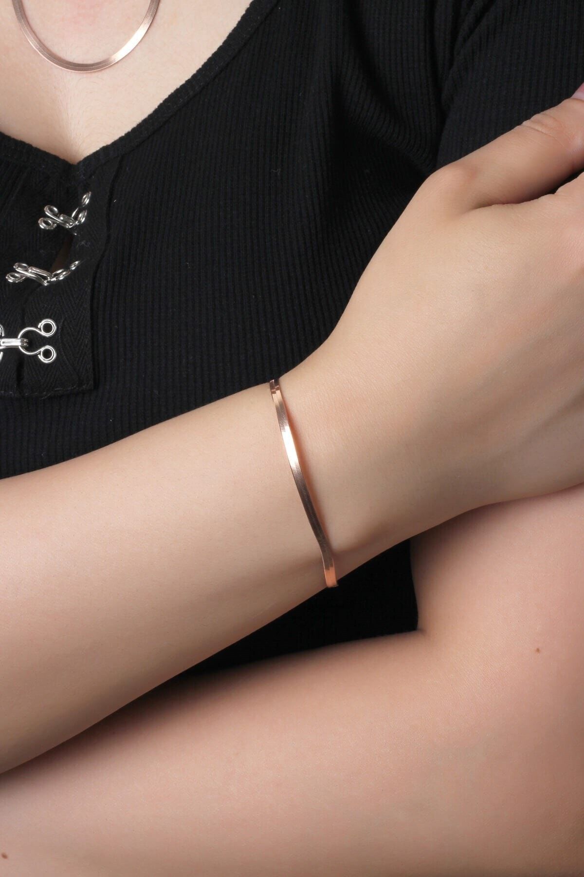 İn Dubai Silver Kadın Rose Yassı Model Gümüş Bileklik Dbsk4113