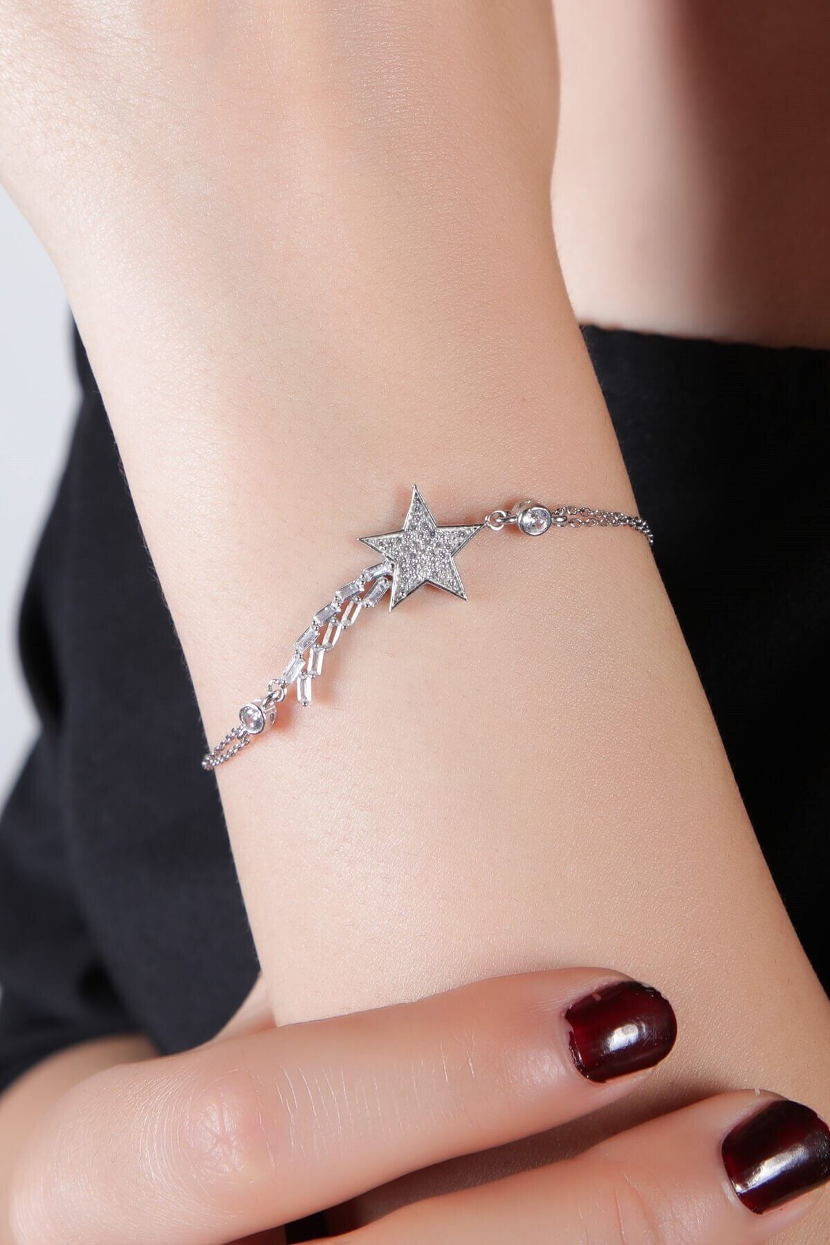 İn Dubai Silver Kadın Zirkon Taşlı Kuyruklu Yıldız Gümüş Bileklik Dbsk4121