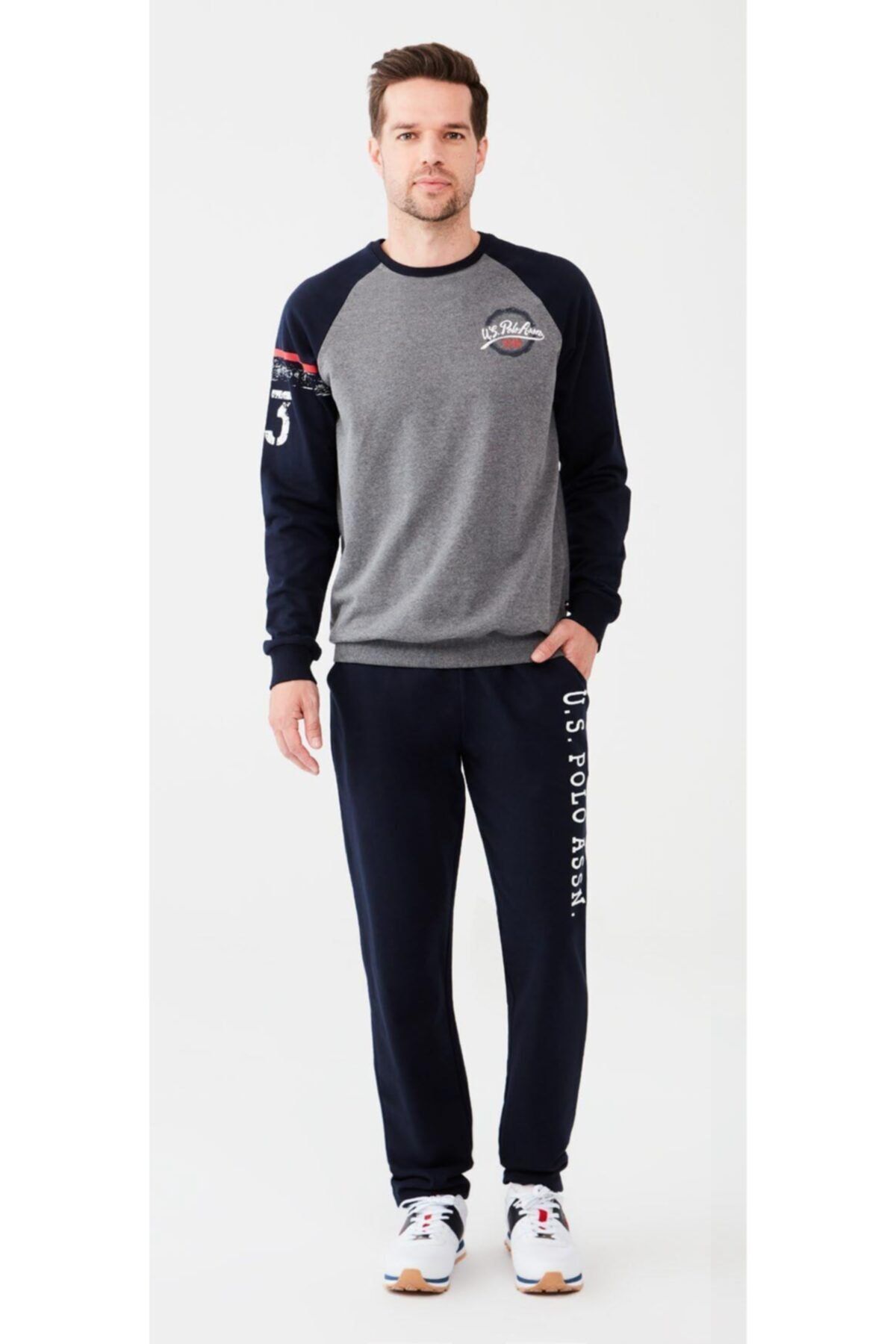 U.S. Polo Assn. U.s Polo Assn 18487 Erkek Yuvarlak Yaka Uzun Kollu Pijama Takımı - Lacivert