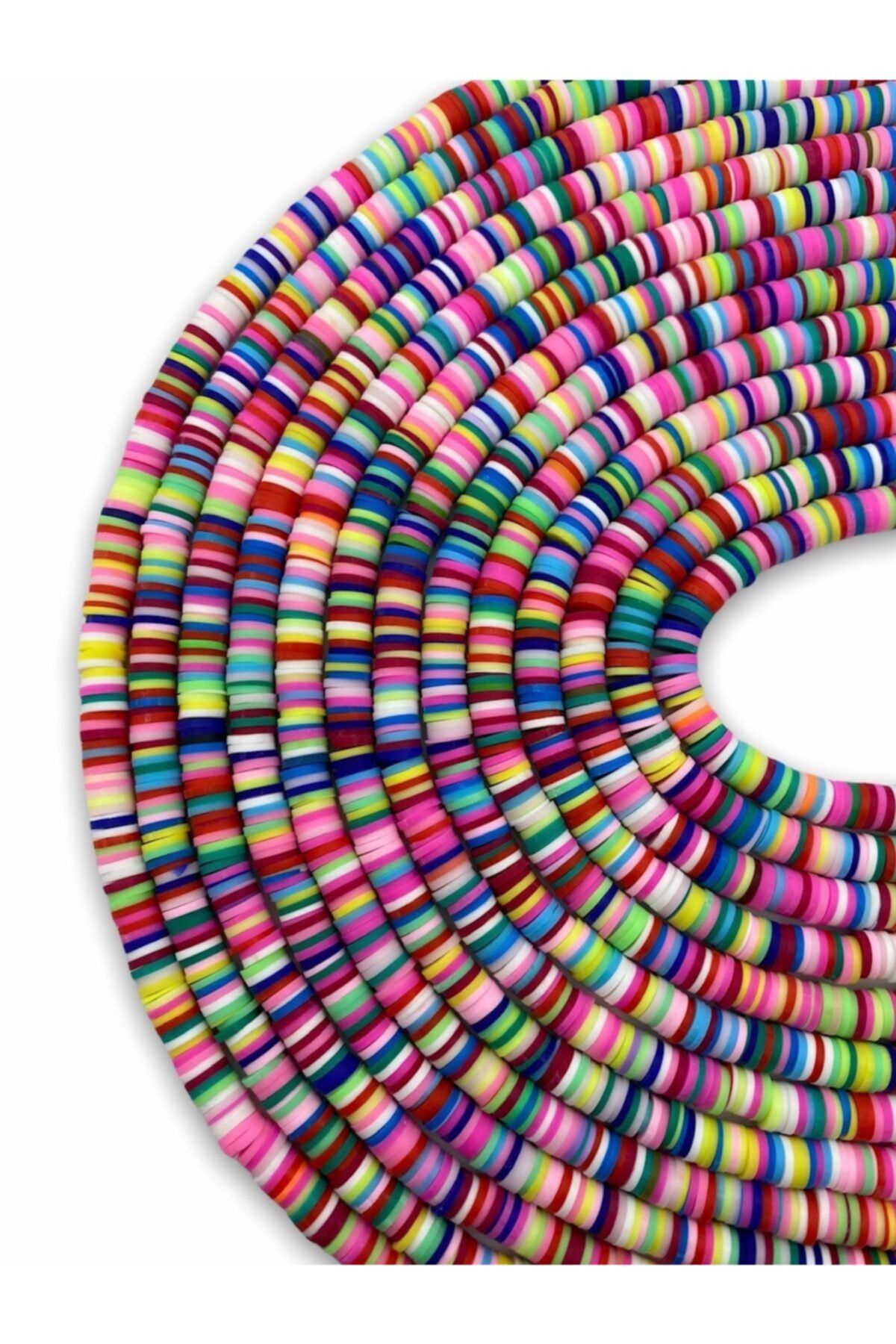 Hedef Bijuteri 6mm Mix / Karışık Renkli Polimer Kil Fimo Boncuk Dizisi,40cm Hamur Boncuk Fimo Dizi