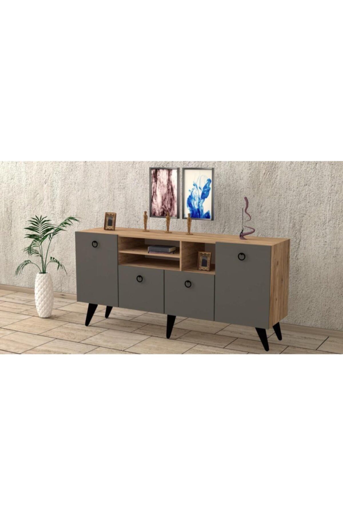 baramolife Çok Amaçlı Konsol, Çam Gövde - Füme Kapak, 140cm