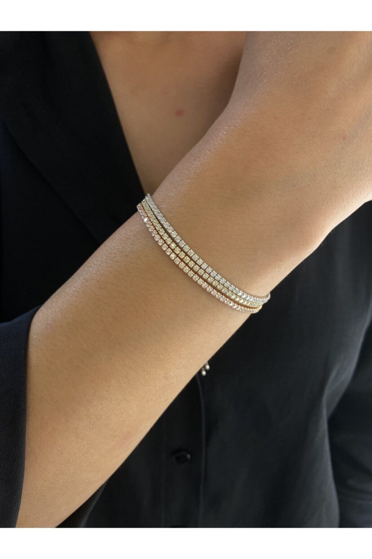Figems 925 Ayar Gümüş, Altın Model Rodyum Gold Ve Rose Kaplama Üçlü Su Yolu Tasarım Italyan Bileklik