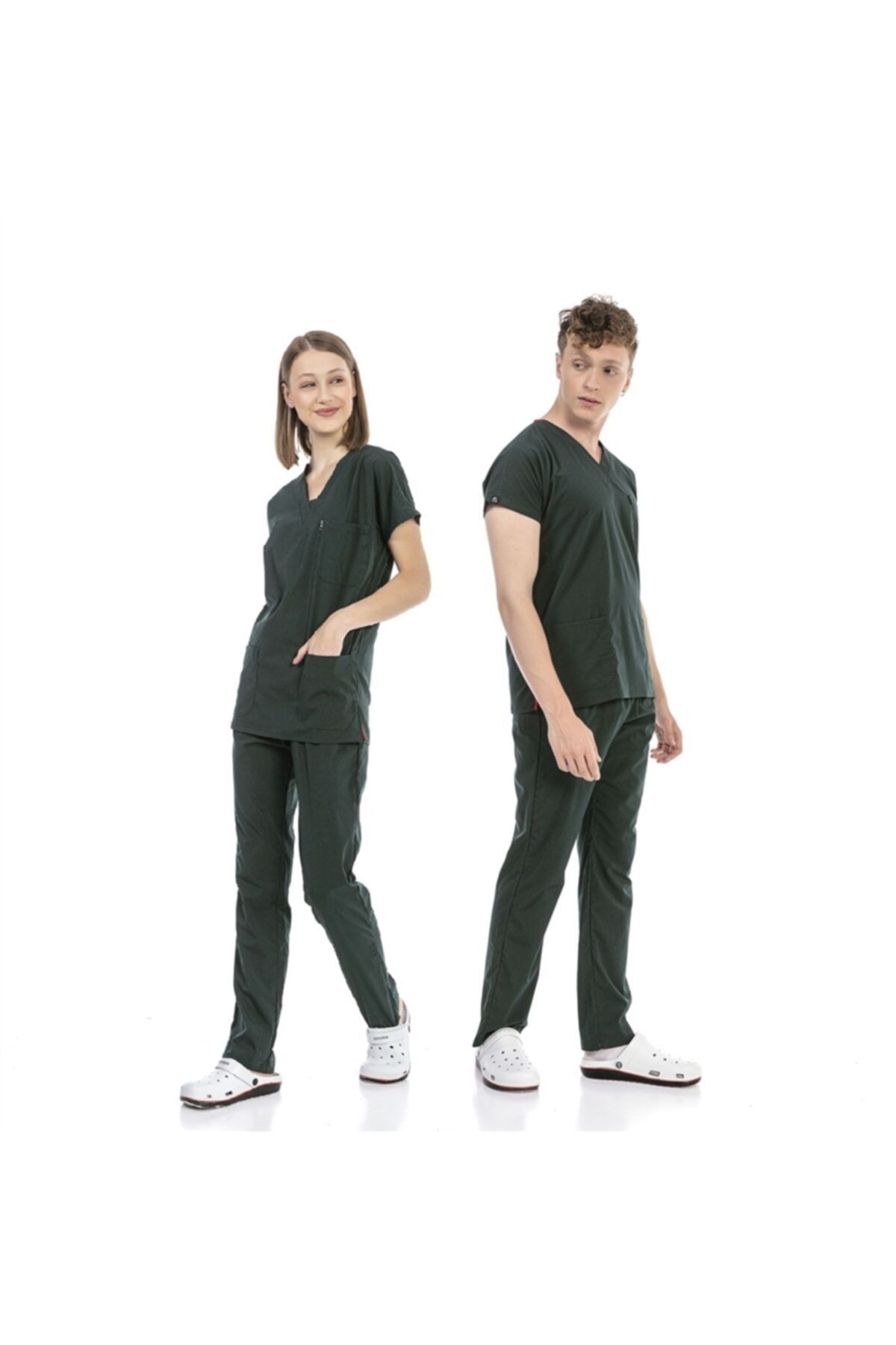 Çatı Medikal Ultralycra Basic - Doktor Hemşire Forma Takımı (UNISEX), Koyu Yeşil