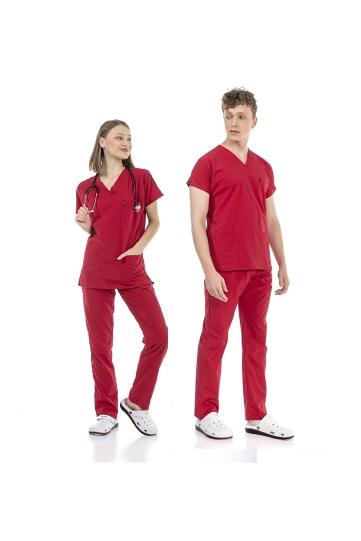 Çatı Medikal Ultralycra Basic - Doktor Hemşire Forma Takımı (UNISEX), Kırmızı