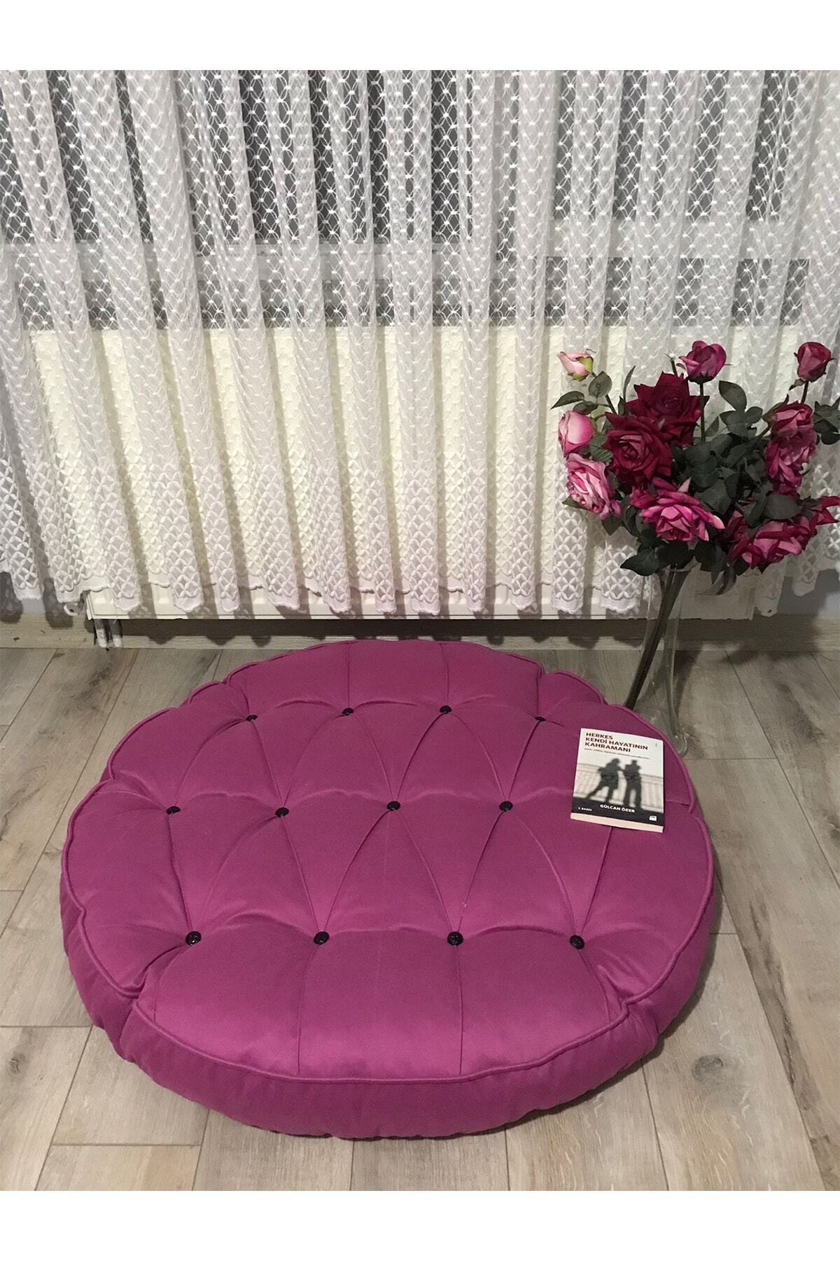 Lavinia Puf Lavinia Pembe Kapitoneli Oturma Yer Minder Yer Puf 100x100x14
