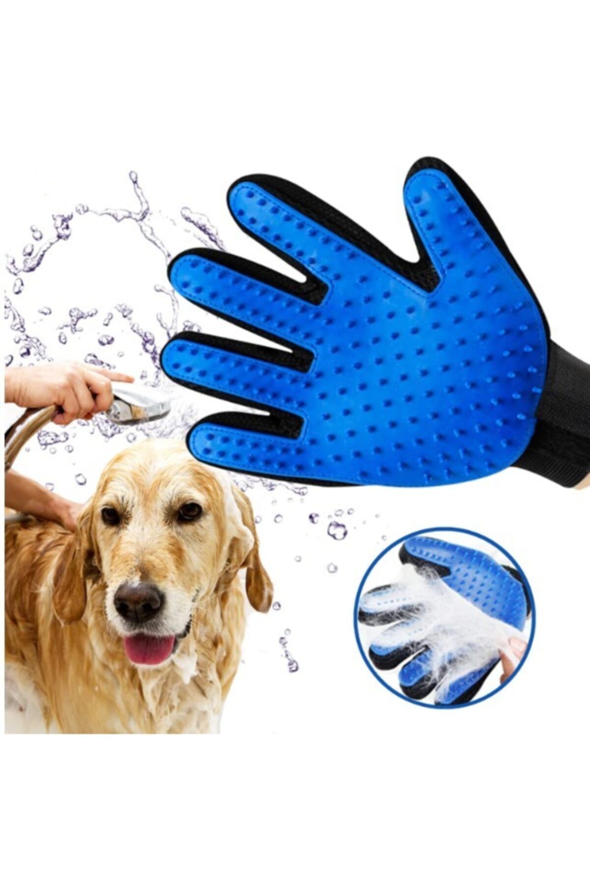 Zamak Ticaret Evcil Hayvan Kedi Köpek Tüy Toplama Eldiveni Mavi