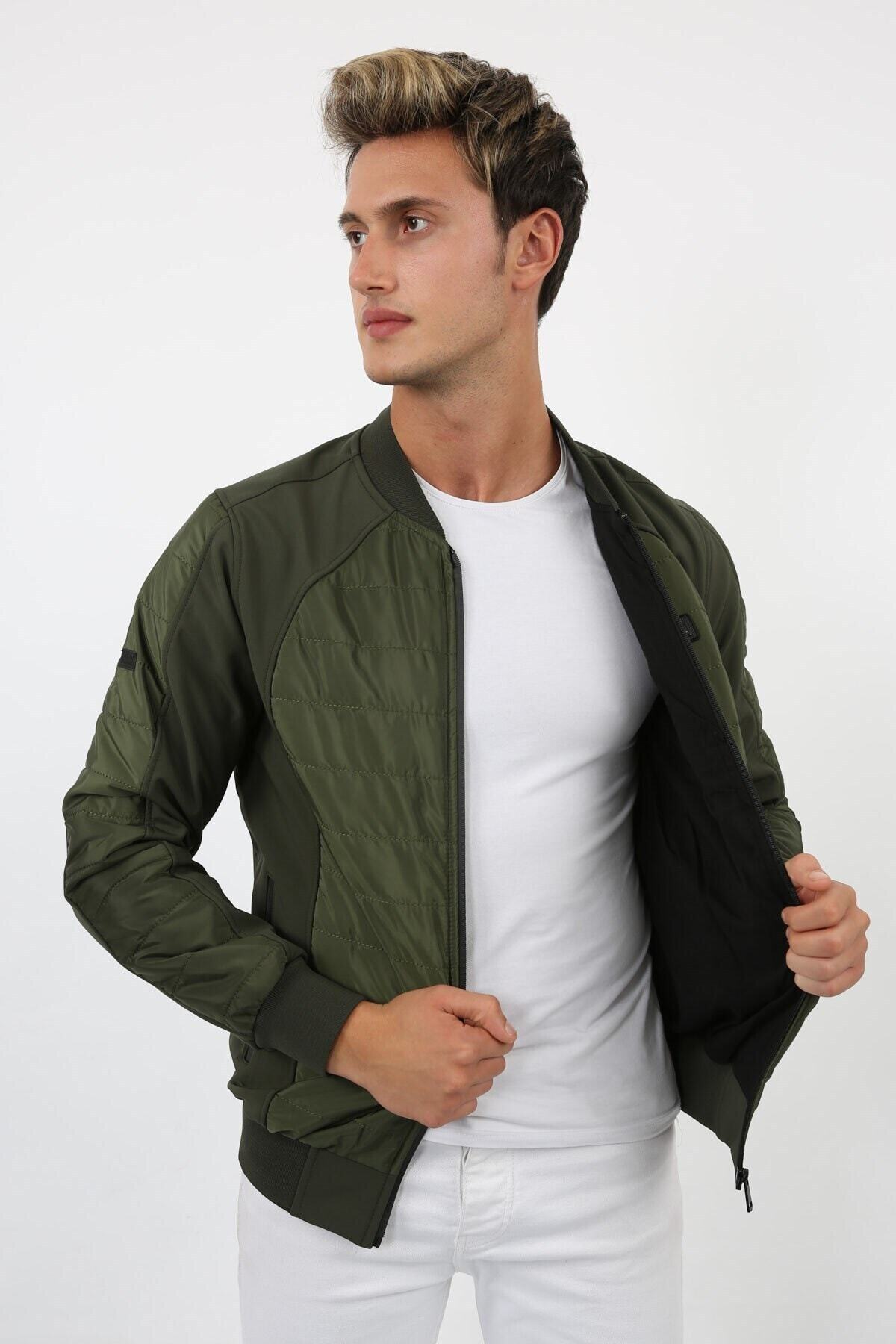 Ette Suya Ve Rüzgara Dayanıklı Haki Bomber Mont Ceket 2035