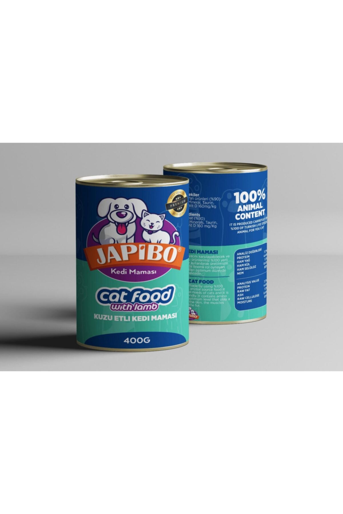 JAPİBO 24'lü Kuzu Etli Kedi Maması Konserve 24x400gr