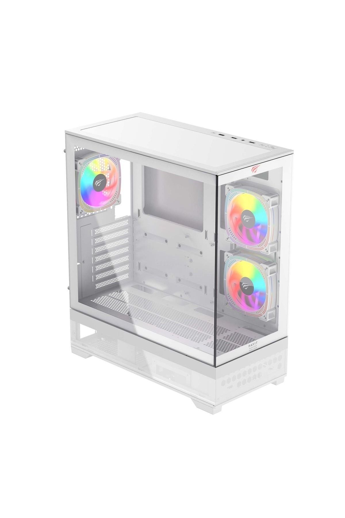 CF925 Tamperli Cam Gaming Oyuncu Kasası Beyaz - 3 RGB Fanlı, Kumandalı, ITX/M-ATX/ATX/E-ATX Uyumlu