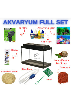 Monline Mağza 14 Parça Full Mini Akvaryum Seti Image 0