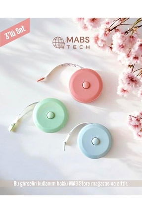 1.5 Metre Otomatik Saran Mini Mezura 3'lü Set - A Kalite - Makaralı Basmalı Terzi Ölçüm Bandı 150 Cm Image 2