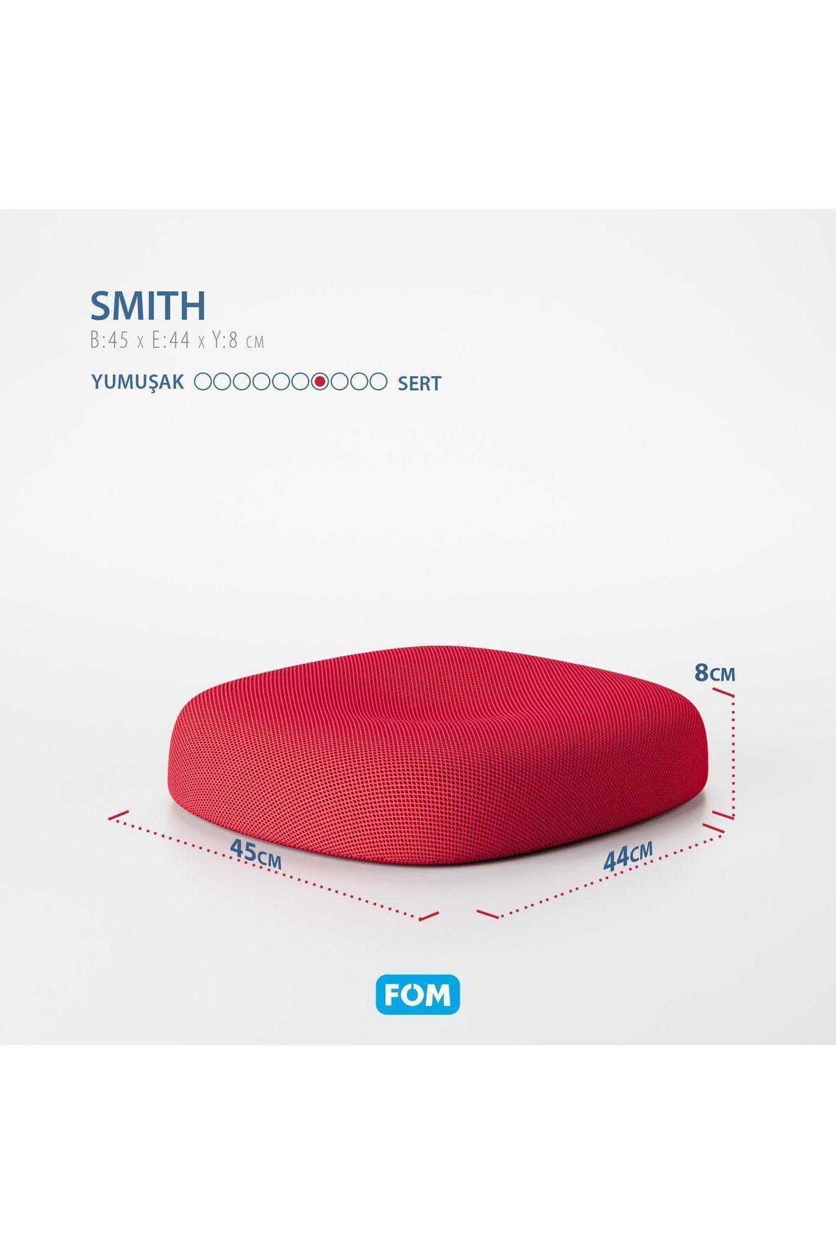 Smith Visco Konforlu Ve Rahatlatıcı Oturma Simidi Yastık, Ortopedik, 45 X 44 X 8, Kırmızı