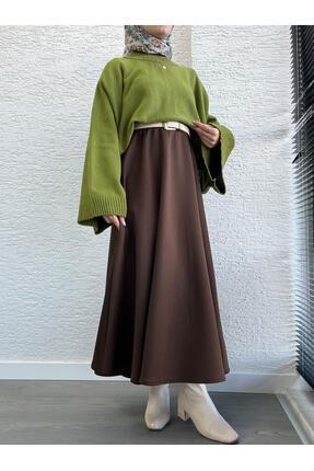 Kadın Yeşil Yarasa Kol Kazak Image 4