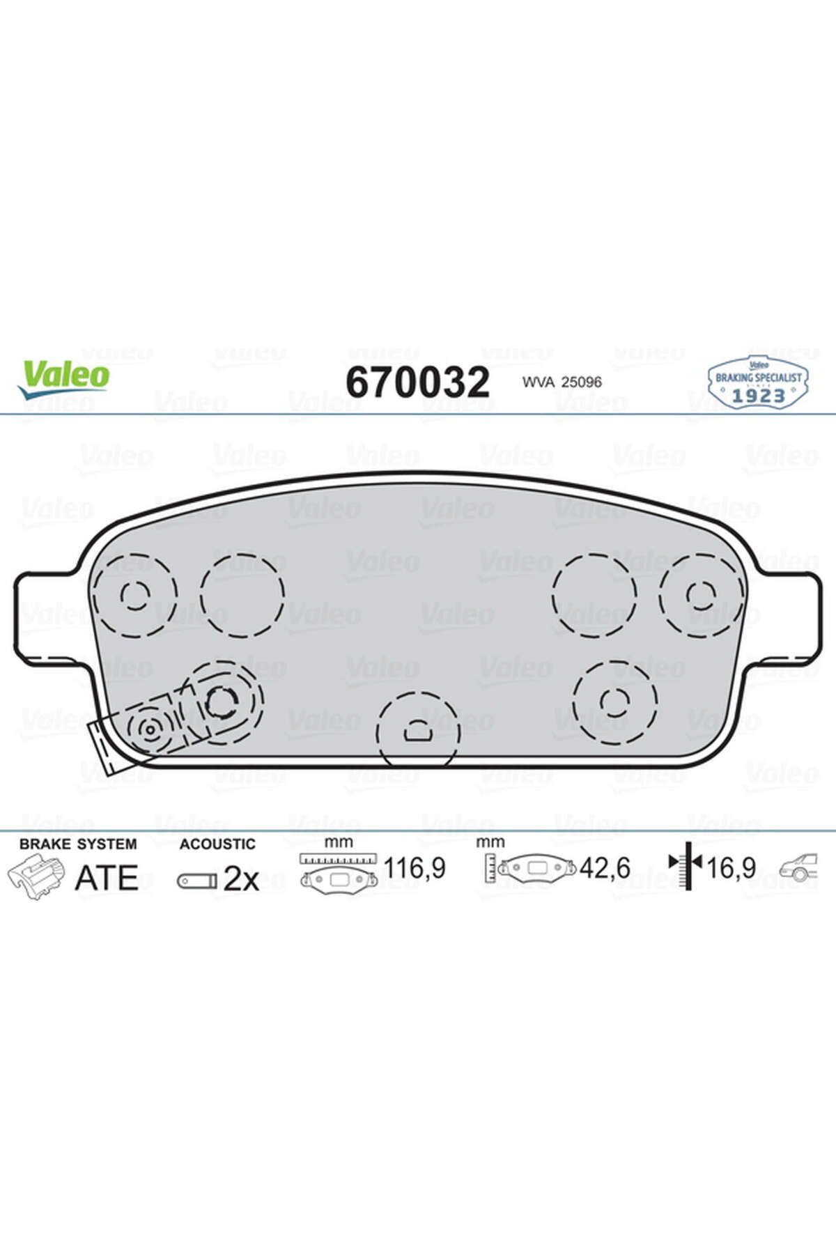 Valeo ARKA BALATA ASTRA J1.3CDTI-1.4-1.6-1.7C...