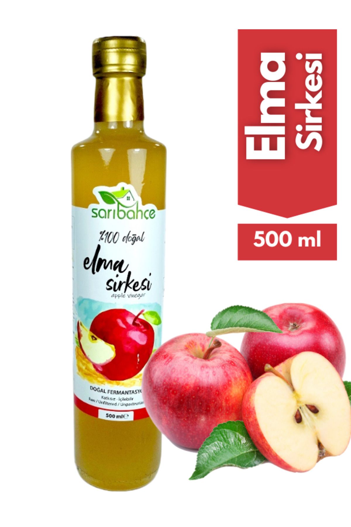 Sarıbahçe Elma Sirkesi 500 ml- Organik Doğal...