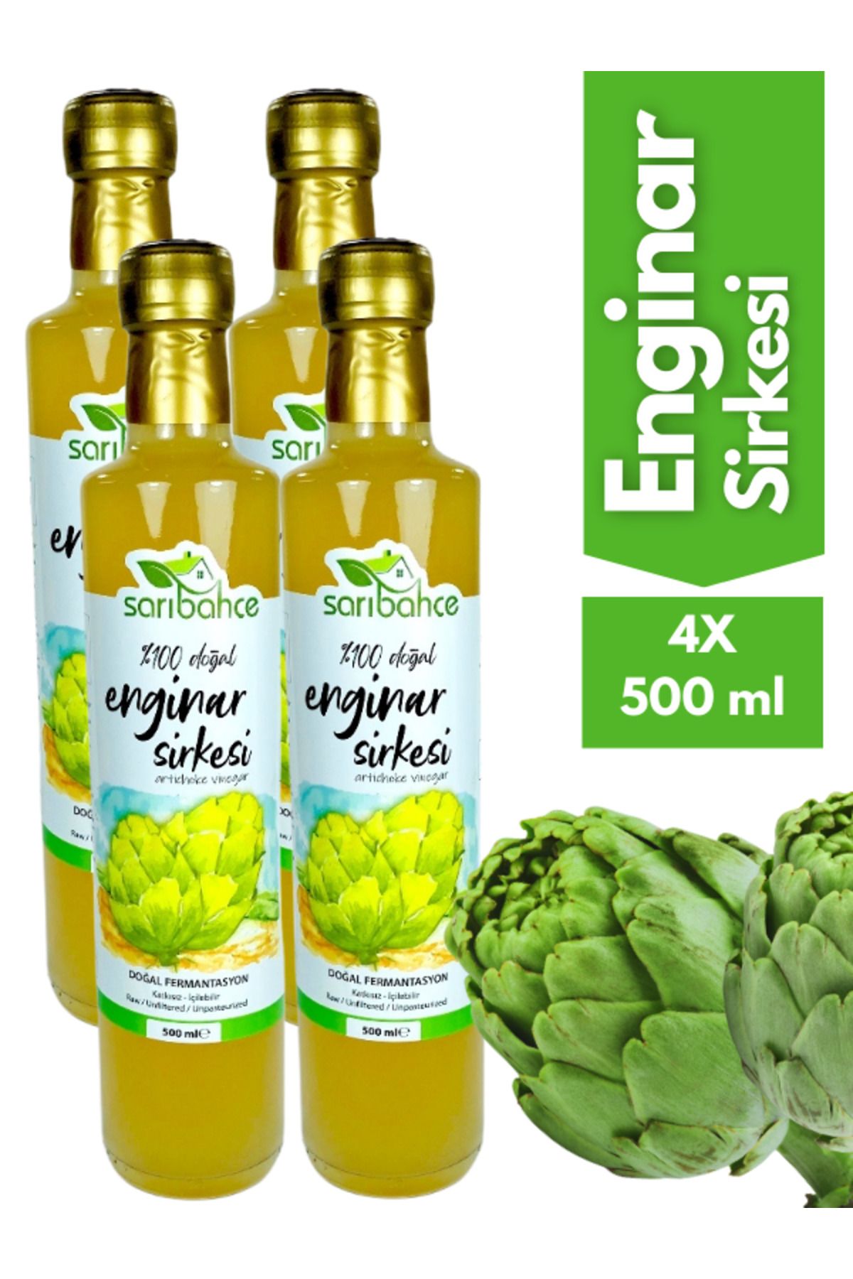 Sarıbahçe Enginar Sirkesi 500ml 4'lü Paket -...