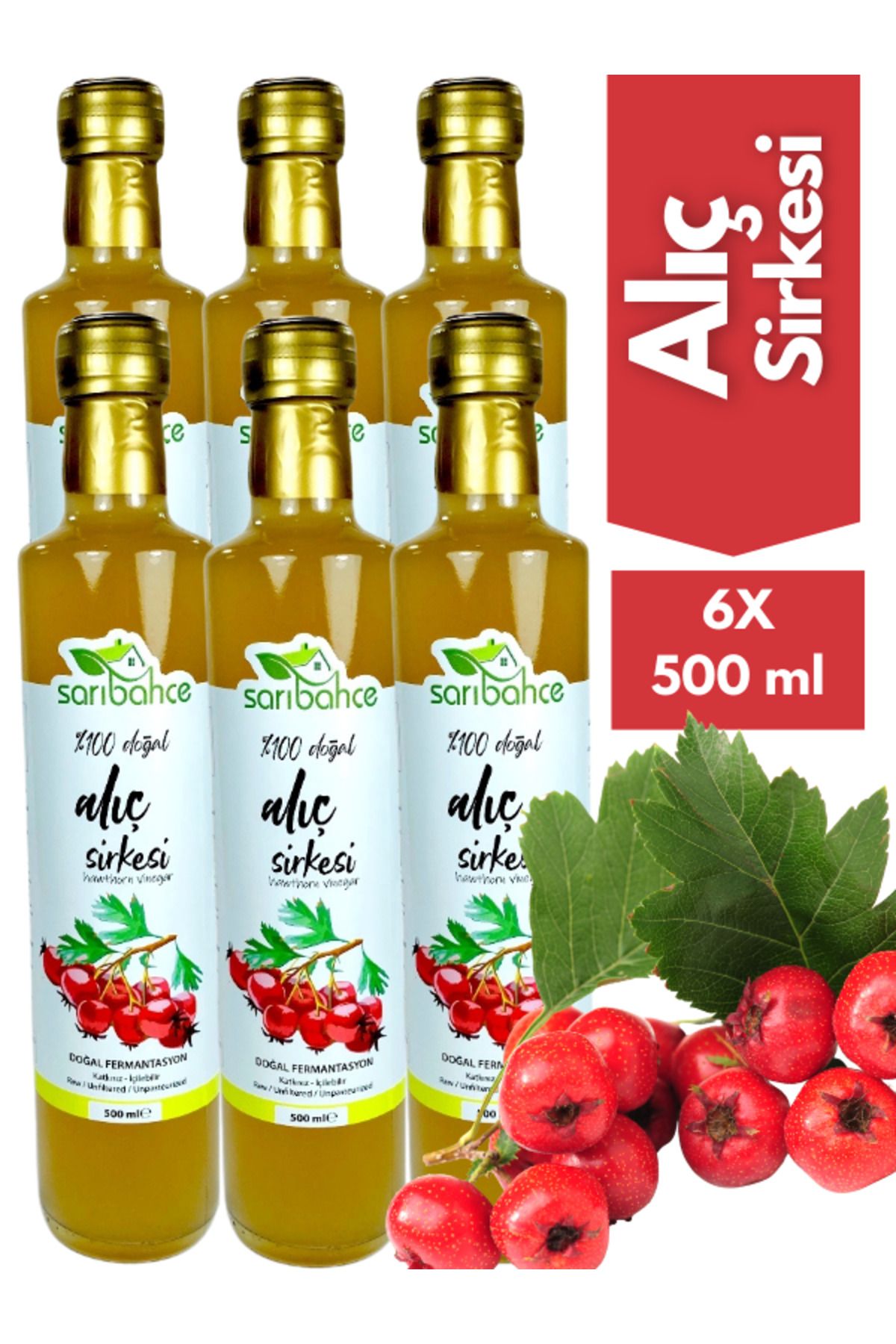 Sarıbahçe Alıç Sirkesi 500 ml6'lı Paket - Org...