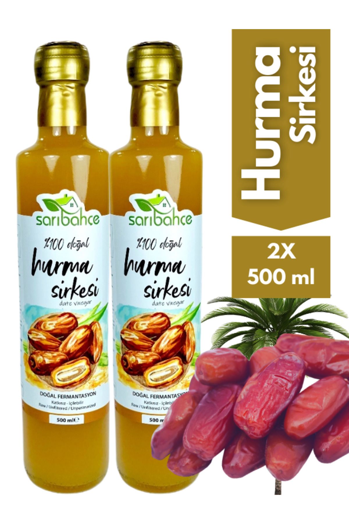 Sarıbahçe Hurma Sirkesi 500ml 2'li Paket - Or...