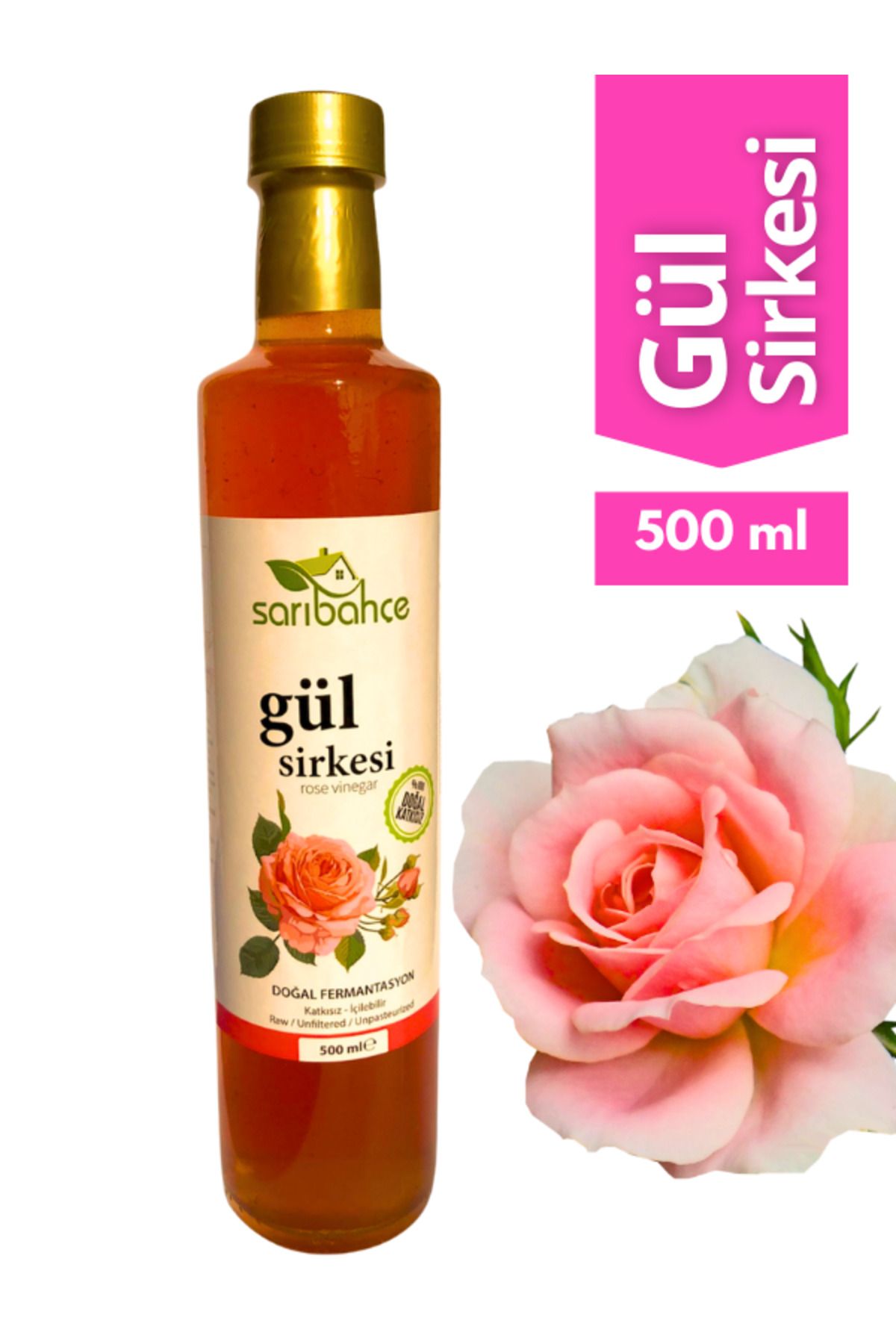 Sarıbahçe Gül Sirkesi 500 ml- Organik Doğal F...