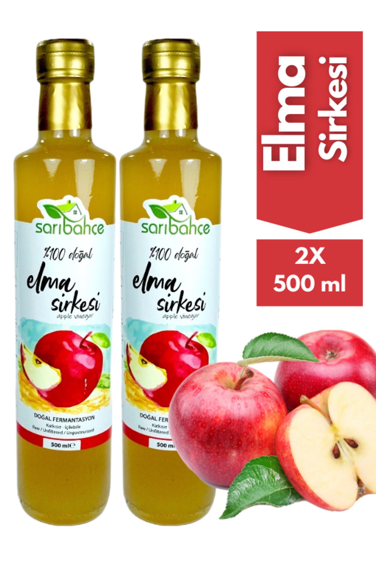 Sarıbahçe Elma Sirkesi 500 ml2'li Paket - Org...