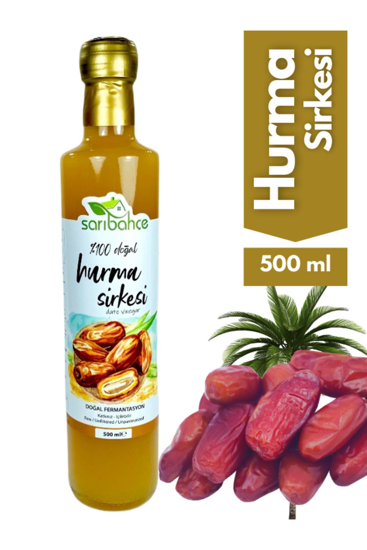 Sarıbahçe Hurma Sirkesi 500ml - Organik Doğal...