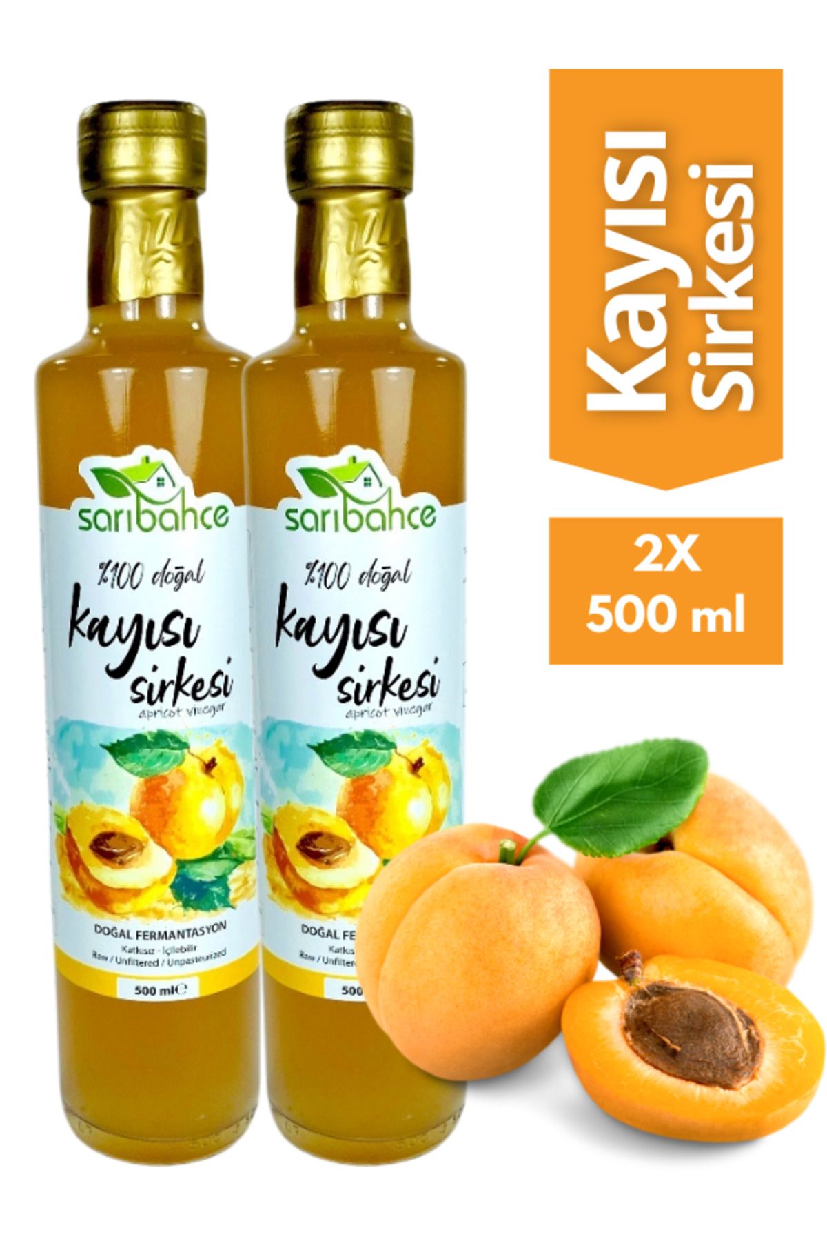 Sarıbahçe Kayısı Sirkesi 500ml 2'li Paket - O...