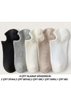 8 Çift Kadın Patik Çorabı / Özel Nefes Alan,Derbili Örgü Image 0