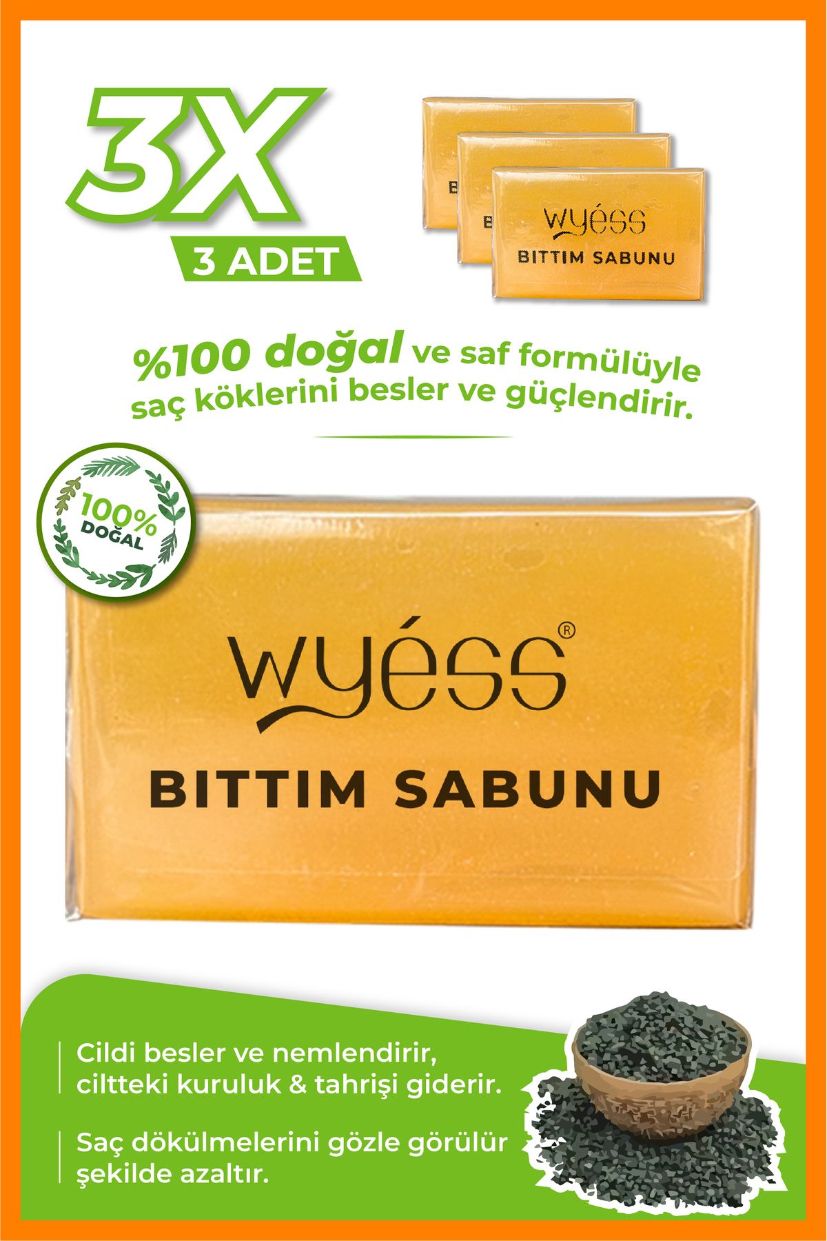 Wyess %100 Doğal BıttımSabunu (3 Adet)