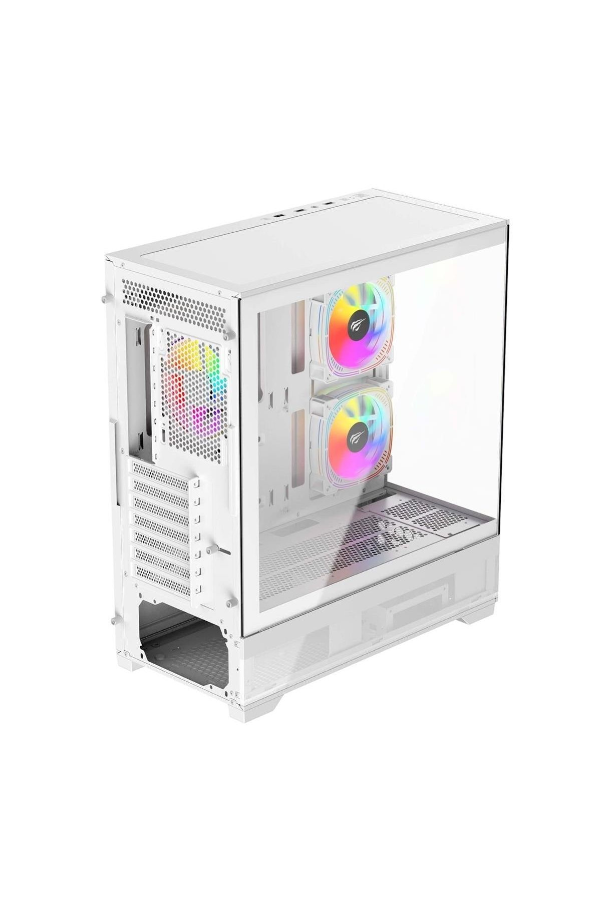 CF925 Tamperli Cam Gaming Oyuncu Kasası Beyaz - 3 RGB Fanlı, Kumandalı, ITX/M-ATX/ATX/E-ATX Uyumlu