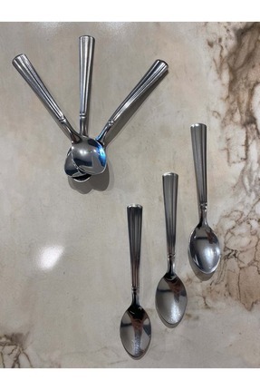 6 Adet Paslanmaz Çelik Lüx Çay Kaşığı Image 0