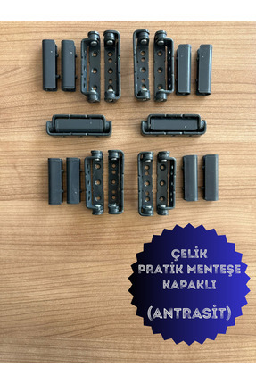 Pvc Pimapen Kapı Pencere Pratik Çelik Menteşe 80mm Antrasit (10 ADET) Vidalar Dahil Image 0