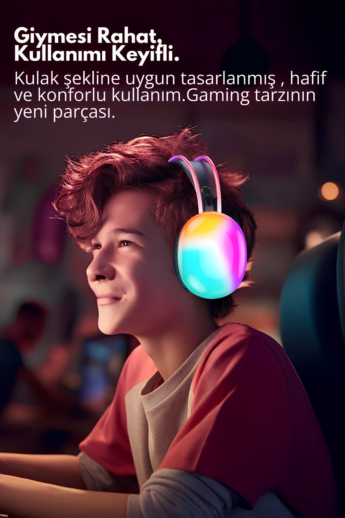 Bluetooth Kulaküstü Kulaklık 5.3 Kablolu&kablosuz Oyuncu Kulaklığı Mikrofonlu Gaming Işıklı Kulaklik