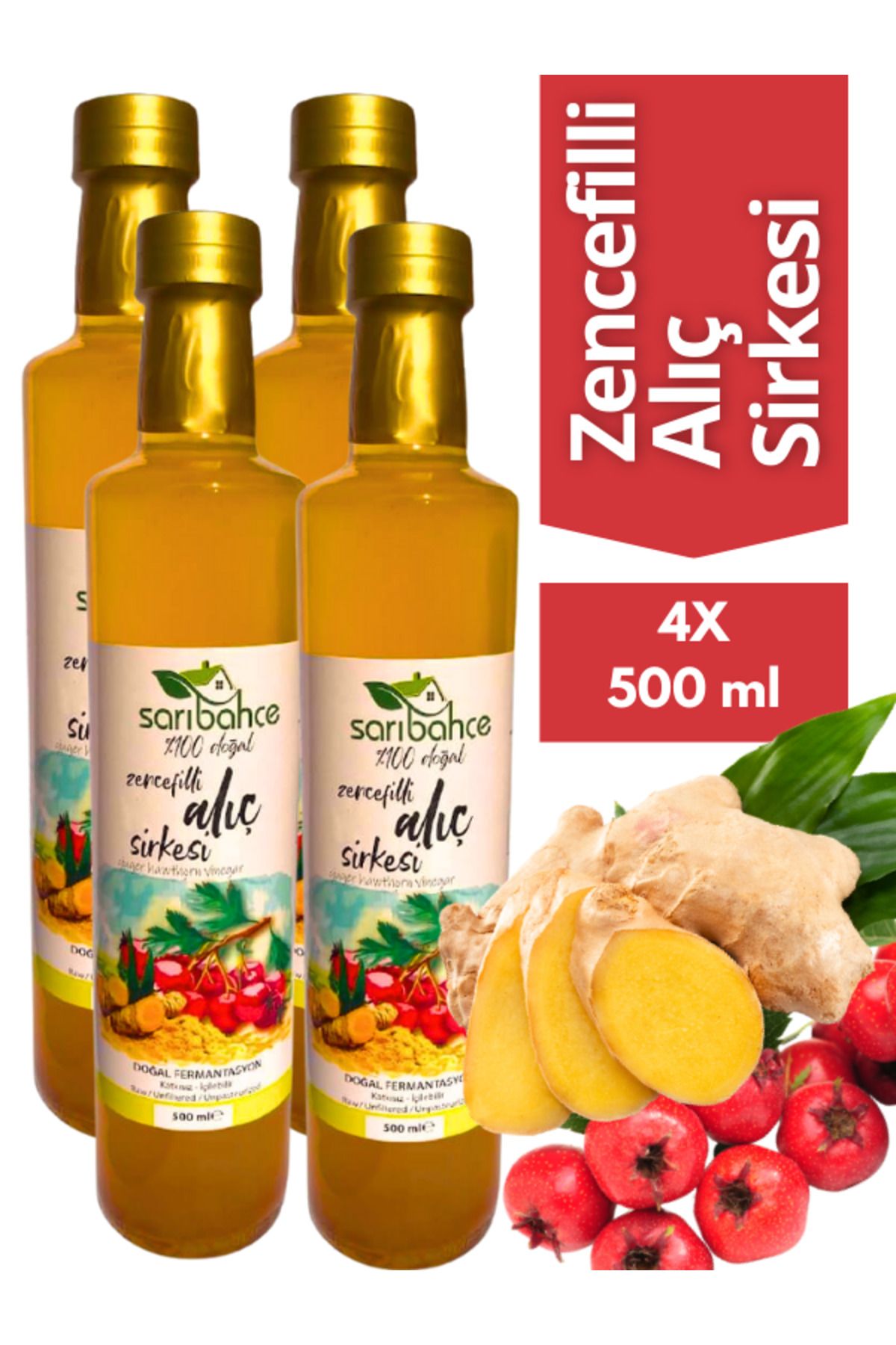 Sarıbahçe Zencefilli AlıçSirkesi 500 ml 4'lü...