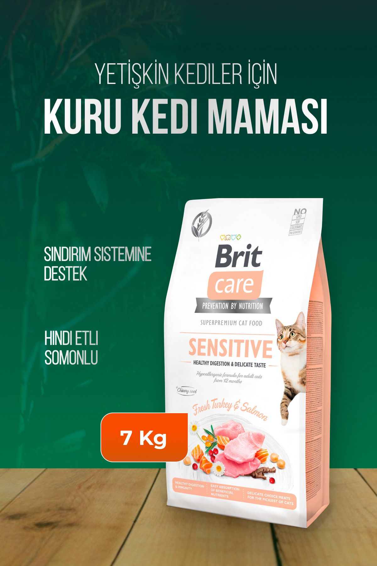 Tahılsız Sensitive Hindili Somonlu Kedi Maması 7 Kg