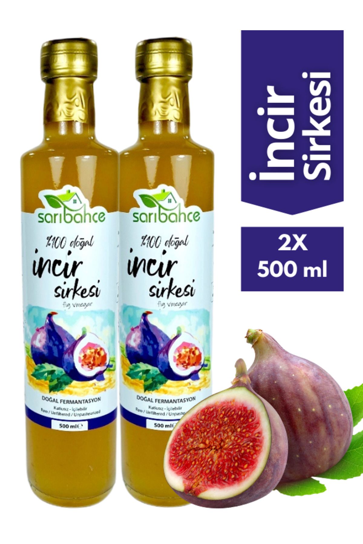 Sarıbahçe İncir Sirkesi 500ml 2'li Paket - Or...